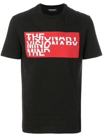 Neil Barrett Gerafeld T-shirt met tekst - Zwart
