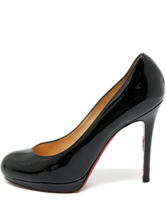 Christian Louboutin leather stiletto-heel pumps - women - Patent Calf Leather/Calf Leather/Calf Leather - 37.5 - Black