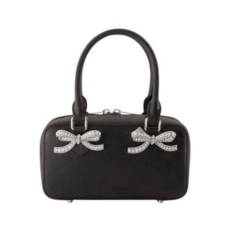 Self Portrait Handbags, female, Black, Size: ONE SIZE Black Distressed Leather Mini Tote Bag