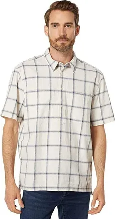 Madewell Shirt Mens White Check Popover Short Sleeve Regular Fit JDM873