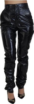 Dolce & Gabbana Leather Broeken - Dames - Slim Fit Broeken - Zwart - S - Nylon - Broeken