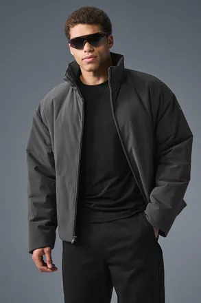 Alo | Stretch Woven Notable Jacket in Anthracite Grey, Size: Medium