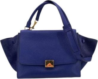 Celine Pre-owned Trapeze Satchel Bag - Dames - Vintage Handtas - Blauw - ONE Size - Leer - Vintage