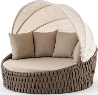 LLR Collection Premium Outdoor Daybed Eden ø 180 cm, Braun/Taupe