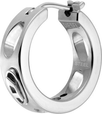Diesel Stainless Steel Hoop Earring - Earrings - Unisex - Silver