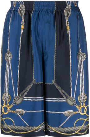 Versace Nautical-print silk shorts - men - Silk/Cupro - 50 - Blue
