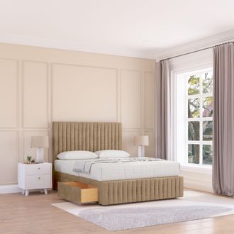 Sloomy Madison Naples Bed Set, No Drawers Mattress & 54 Headboard in Light Brown | Size: Single