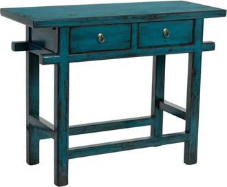 Wanderlust Deco Recibidor De Madera Azul 108x43x82h Cm