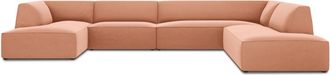 BLOOMINGLOFT 7-Sitzer Panorama-Sofa Sao 366 x 273 cm, mit Samtbezug - lange Seite rechts