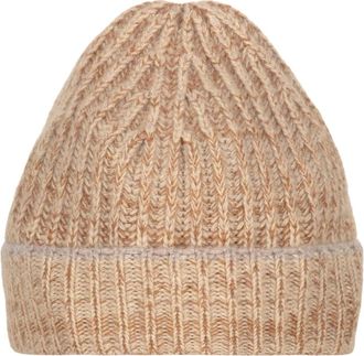 Malo Ribbed Cashmere Beanie - Heren - Hoeden - Bruin - ONE Size - Kasjmier - Accessoires
