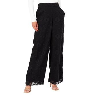 Lovedrobe Womens Palazzo Trousers Ladies Wide Leg Pants Floral Print Chiffon Bottoms Smart Casual Party Office Wear, Black 18