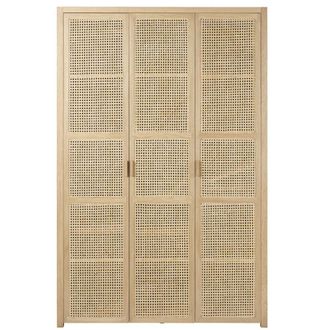 Maisons du monde Armario de 3 puertas con rejilla de mimbre 135