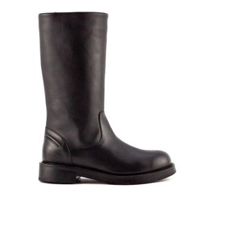 Julie Dee High Boots, female, Brown, Size: 10 US Dark Brown Leather Pull Tab Boots