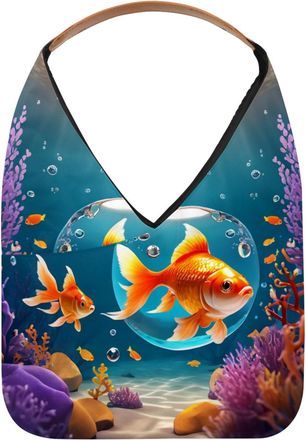 Generic Beautiful Fish Crystal Ball Reusable Lightweight Grocery Bags - Foldable Into Compact Pouch, Washable & Sturdy, Multipurpose for Shopping and Travel