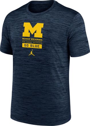 Nike Jordan Michigan Wolverines Campus Center Block Velocity Nike Mens Dri-FIT College T-Shirt in Blue | NKPQ41SMWN-WPG