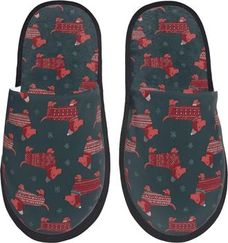 Generic Christmas Dachshund Dog (1) Men Women Slippers Cosy Shoes Breathable House Shoes For Indoor Bedroom Outdoor M