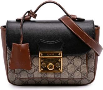 Gucci Pre-owned Gucci Mini GG Supreme and Calfskin Padlock Flap Pocket Satchel Ladies YM3UC7I0LTTNYUJD