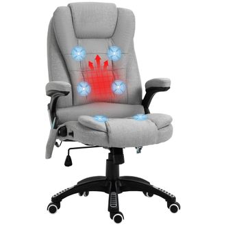 Vinsetto Office Chair w/ Heating Massage Points Relaxing Reclining Grey | TJ Hughes