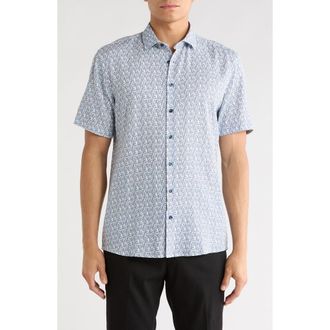 Soul of London Short Sleeve Sport Shirt in Blue /Bleu at Nordstrom Rack, Size Xx-Large