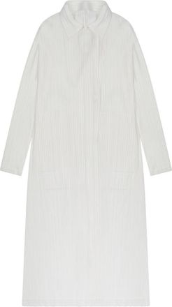 Pleats Please Issey Miyake Long Lightweight Coat with Subtle Pleated Texture