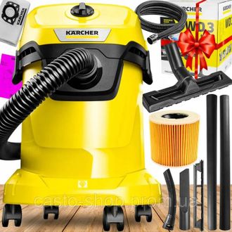 OEM Aspiradora Industrial Sin Bolsa K&auml;rcher Wd3 De Alta Potencia (1000 W) Para Uso En Seco Y H&uacute;medo