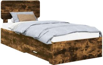 vidaXL Estructura De Cama Con Cabecera Roble Ahumado 90 X 190 Cm Vidaxl