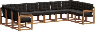 vidaXL Conjunto De Sof&aacute;s De Exterior 10 Uds. Natural Y Negro Vidaxl