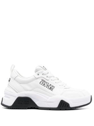 Versace Jeans Couture logo-print round-toe sneakers - women - Fabric/Calf Leather/Calf Leather/Rubber - 41 - White