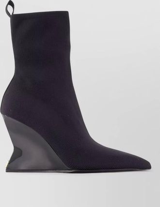 Balmain cotton wedge ankle boots