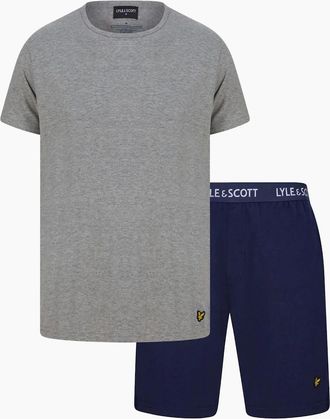 Lyle & Scott Lyle And Scott Mens Charlie T-Shirt & Shorts Lounge Set, Peacoat / Grey Marl - Size: 33/32/32