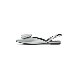 Cesare Gaspari Schoenen, Dames, Grijs, 40 EU, Leer, Flat Sole Slingback Ballerinas Gabriela - Zilver