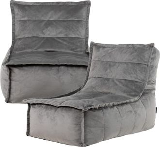 Icon Brand Puf sofá modular de terciopelo, 2 piezas, gris antracita