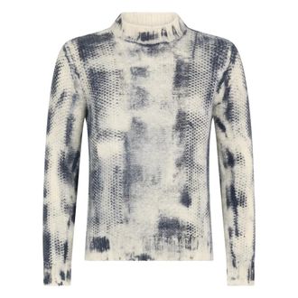 Malo Printed Polo-Collar Jumper - male - Malo - Turtlenecks - White - M - Knitwear