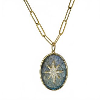 Rachel Reinhardt Jewelry Womens Labradorite Celestial Pendant Necklace In Blue