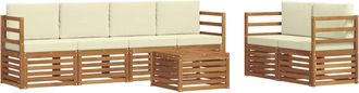 vidaXL Conjunto De Sof&aacute;s De Exterior 7 Uds. Natural Y Crema Vidaxl