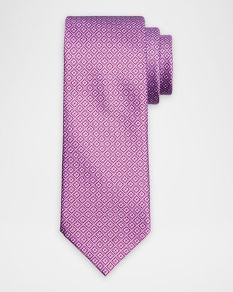 Stefano Ricci Men & apos;s Dotted Grid Check Silk Tie