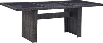 vidaXL Vidaxl - Mesa Comedor Jard&iacute;n Vidrio Rat&aacute;n Sint&eacute;tico Negro 200x100x74 Cm