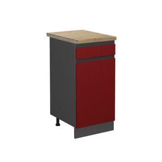 Vicco Mueble Bajo De Cocina R-line, Rojo, 40 Cm, Et Roble