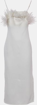 Elliatt Elliatt Ivory/white Crepe Feather Detail Harley Midi Dress