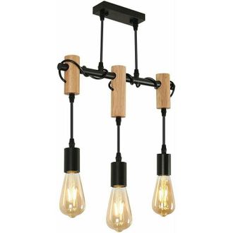 OEM L&aacute;mpara Colgante Vintage, L&aacute;mpara De Techo Industrial, Ara&ntilde;a De Madera Ajustable Para Comedor O Sala De Estar, 3 Bombillas E27 (bombilla No Incluida)