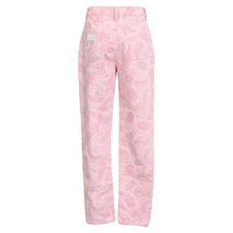 Ganni Ganni Paisley-Print High-Rise Jeans in Pink Cotton