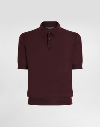 Dolce & Gabbana Fine-gauge Cashmere Polo Shirt - Man Sweaters And Cardigans Burgundy 46