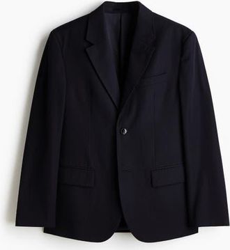 H&M Relaxed Fit Jacket in Navy Blue at Nordstrom, Size 42