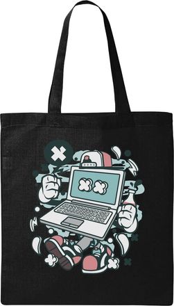 Generic Laptop Work From Home Urban Styled Natural Ecological Cotton Tote Bag Black