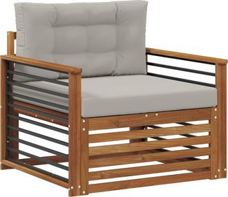 vidaXL Sof&aacute; De Exterior Madera De Acacia S&oacute;lida Y Poli&eacute;ster Vidaxl