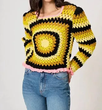 Manoush Suzie Crochet Sweater In Yellow