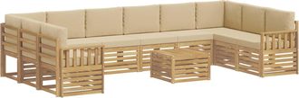 vidaXL Conjunto De Sof&aacute;s De Exterior 8 Uds. Blanco Y Beige Poli&eacute;ster Vidaxl