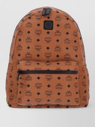 MCM backpack adjustable straps front zip pocket handle