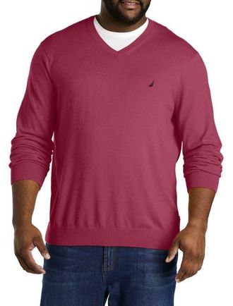 Nautica Big & Tall Navtech Crewneck Sweater in Deep Fuchia Heather at Nordstrom, Size 3X Big