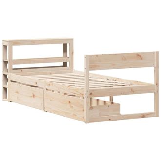 Berkfield Home Full Bed Frame without Mattress 75x190 cm Small Single Solid Wood Pine in Light Tan